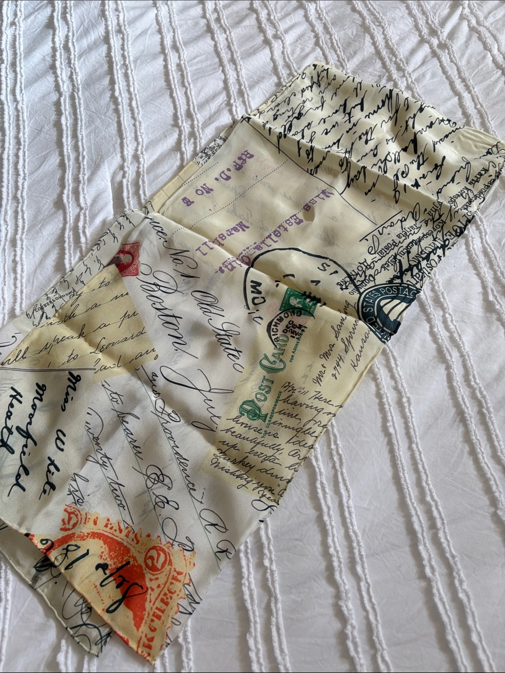 RARE Victorian Trading Company 100% Silk Scarf - Vintage Postcards Print